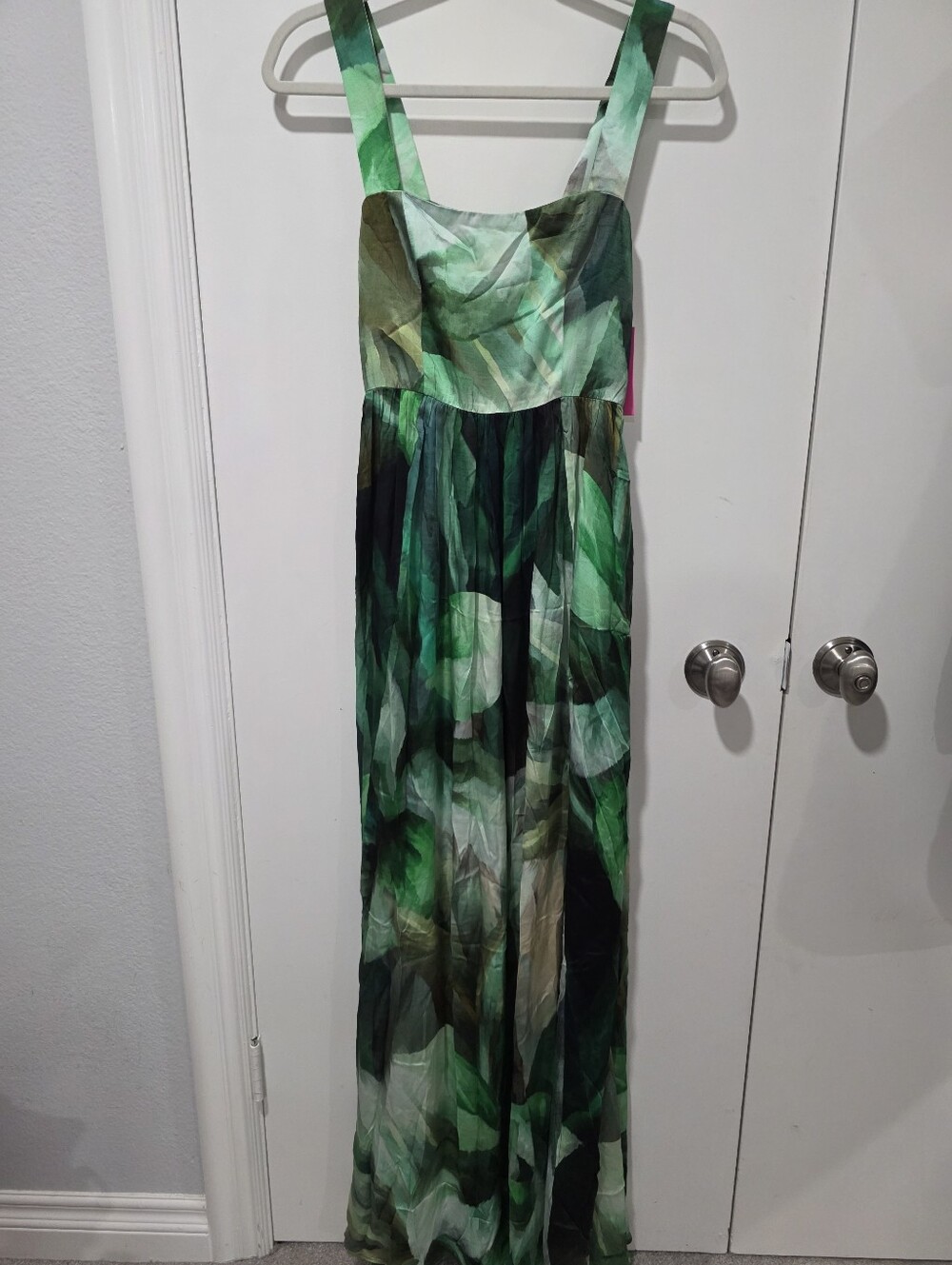 Amanda Uprichard Green Multi-Shade Leaf Motif Maxi Dress